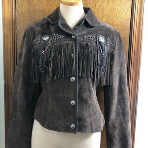 Scully Brown Fringe Western Jacket Size Medium